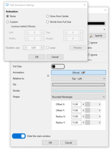Edit animation settings for the highlight area