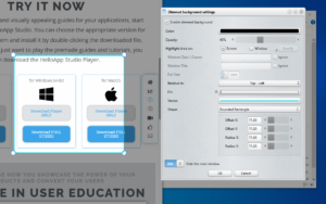 HelloApp Studio: Hide main window on in-app guide dimming editing