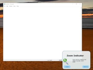 Notepad Example: Tooltip points to the status bar panel